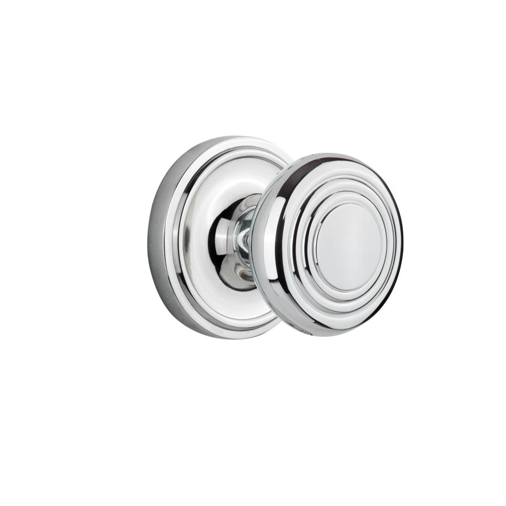Nostalgic Warehouse CLADEC Complete Passage Set Without Keyhole Classic Rosette with Deco Knob in Bright Chrome